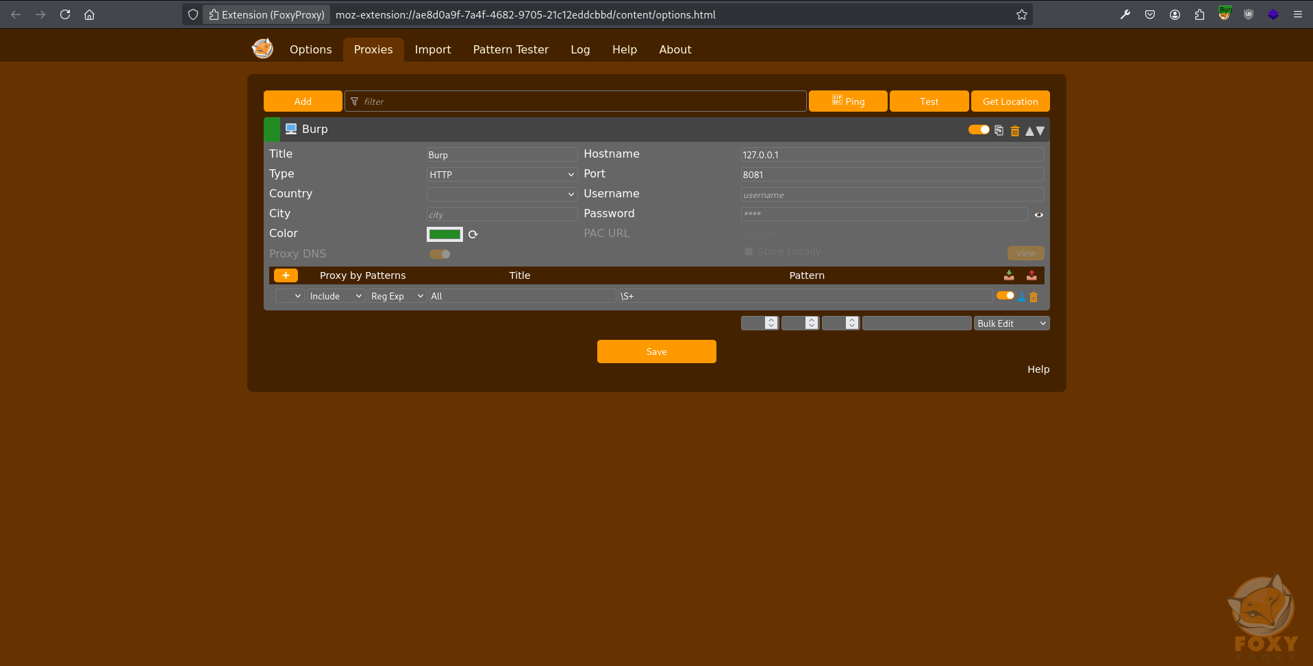 FoxyProxy Config